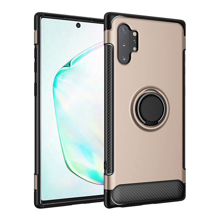 Galaxy Note 10+ (Plus) 360 Rotating RING Stand Hybrid Case with Metal Plate (Gold)